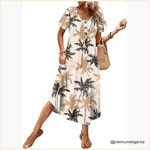 Soft Midi T-Shirt Dress with Pockets, Casual Summer Resort Wear